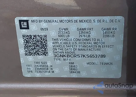 2019 Chevrolet Blazer z USA, uszkodzony, nr VIN 3GNKBCRS7KS653789